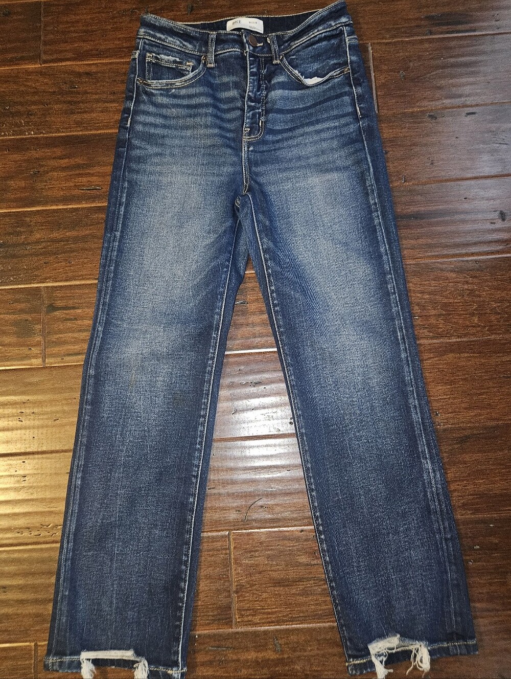 Billie Cropped Straight Stretch Jean Distressed Hem 28x28